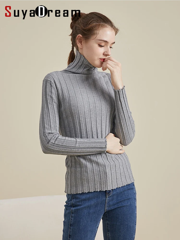 SuyaDream Women Turtleneck Pullovers 70%Silk 15%Cashmere High Collar Ribs Basic Sweaters 2022 Fall Winter Top Grey Khaki Black
SuyaDream Women Turtleneck Pullovers 70%Silk 15%Cashmere High Collar Ribs Basic Sweaters 2022 Fall Winter Top Grey Khaki Black