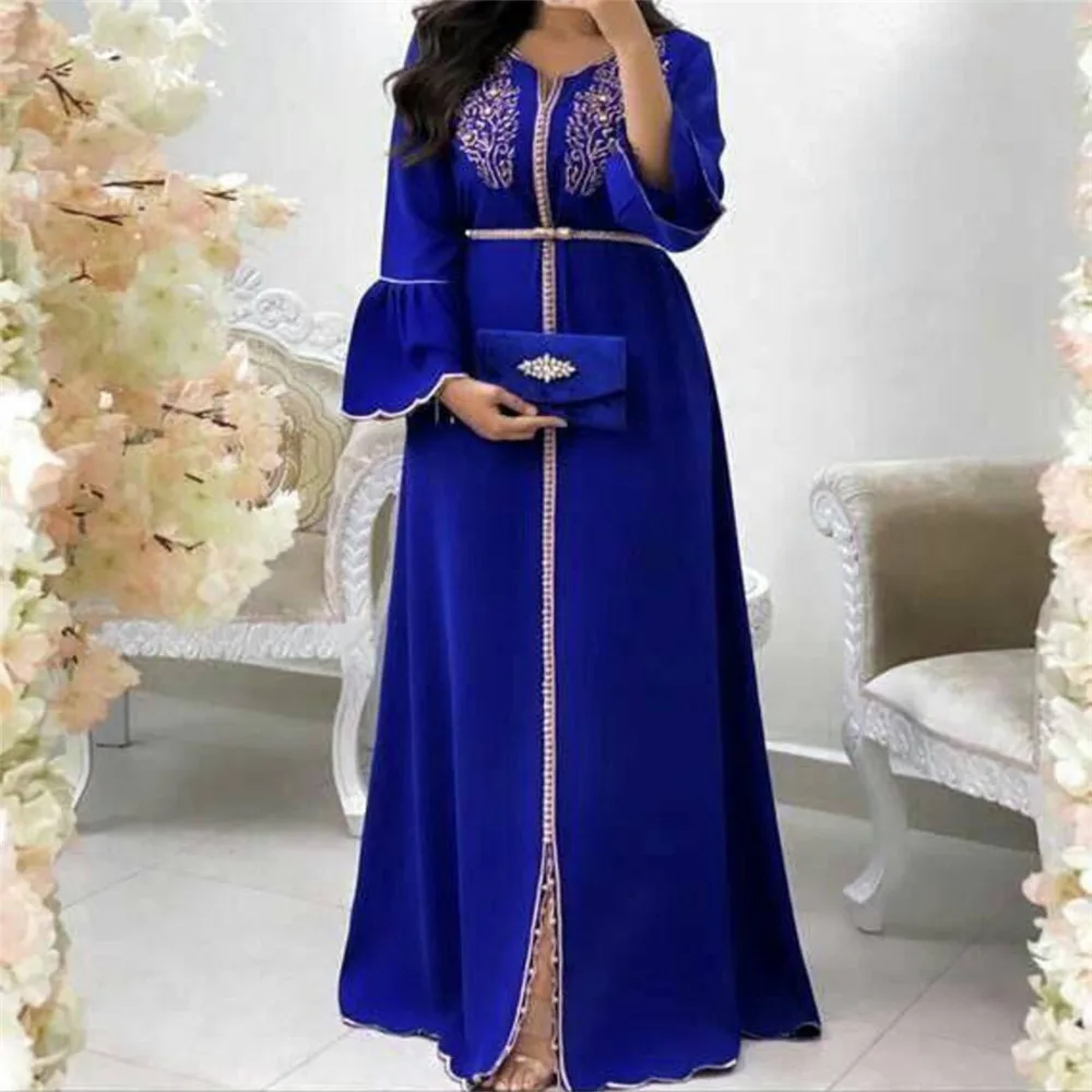New Spring Floral Long Skirt Embroidery Fashion Ladies Muslim Dress Dubai Trumpet Sleeve Formal Banquet Party Dresses no belt
New Spring Floral Long Skirt Embroidery Fashion Ladies Muslim Dress Dubai Trumpet Sleeve Formal Banquet Party Dresses no belt