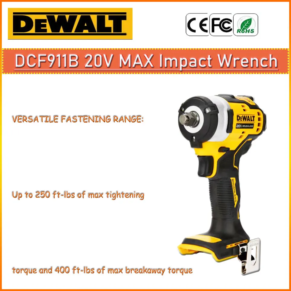DEWALT DCF911B 20V MAX Impact Wrench 1/2" High Torque DCF911 Cordless Electric Wrench Power Tools 100% original
DEWALT DCF911B 20V MAX Impact Wrench 1/2" High Torque DCF911 Cordless Electric Wrench Power Tools 100% original