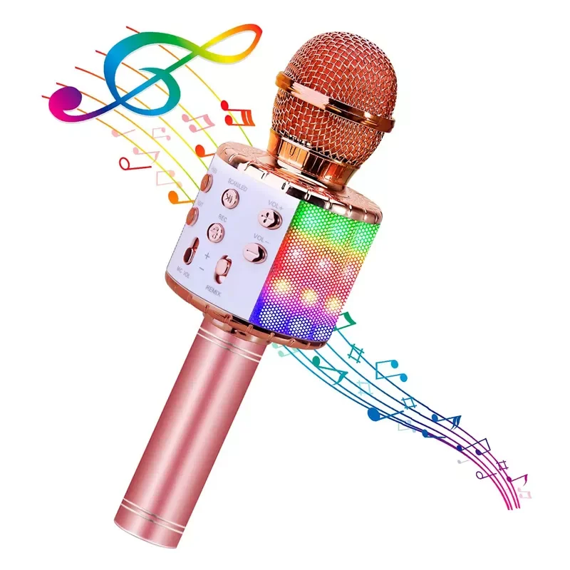 Wireless Karaoke Microphone Bluetoot Handheld Portable Speaker Home KTV Player With Record Function Dancing LED Lights Kids MIC
Wireless Karaoke Microphone Bluetoot Handheld Portable Speaker Home KTV Player With Record Function Dancing LED Lights Kids MIC