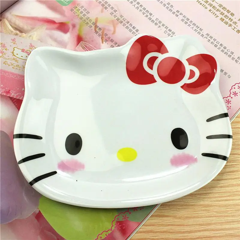 

Sanrio Dinner Plate My Melody Hello Kitty Anime Baby Children Kawaii Cartoon Saucer Tableware Cute Fruit Plates Snacks Tray Gift