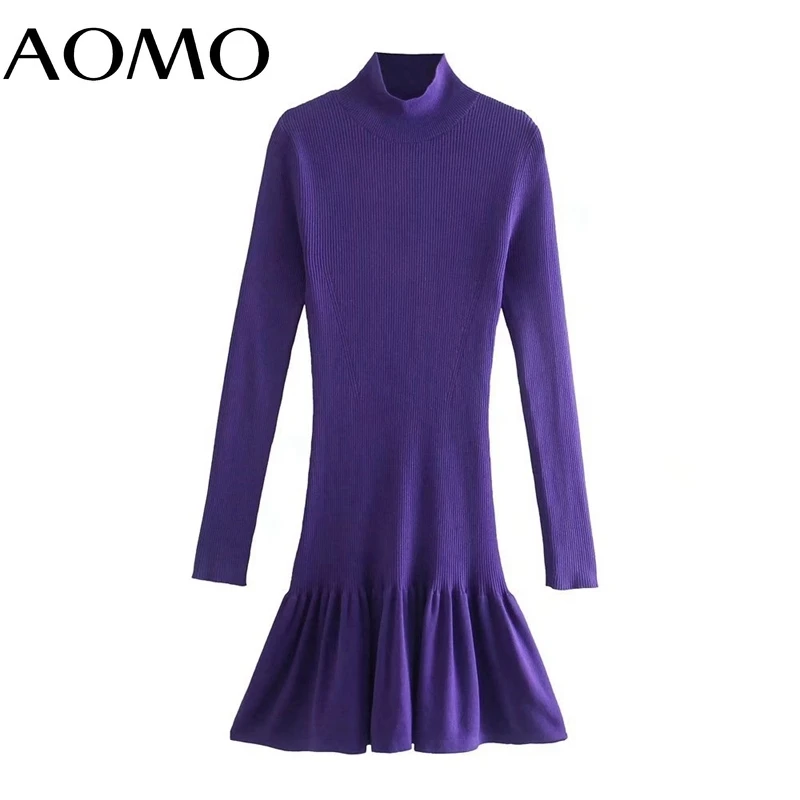 AOMO Fashion Women Purple Elegant Turtleneck Sweater Dress Loose Long Sleeve Ladies Warm Mini Dress 3H978A
AOMO Fashion Women Purple Elegant Turtleneck Sweater Dress Loose Long Sleeve Ladies Warm Mini Dress 3H978A