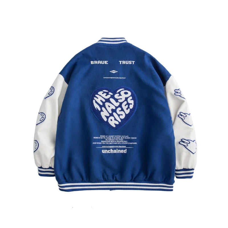 Hip Hop Street Heart Embroid Varsity Letterman Jackets Men Baseball Bomber Jacket Harajuku Unisex Couples Bomber Coat Vintage
Hip Hop Street Heart Embroid Varsity Letterman Jackets Men Baseball Bomber Jacket Harajuku Unisex Couples Bomber Coat Vintage