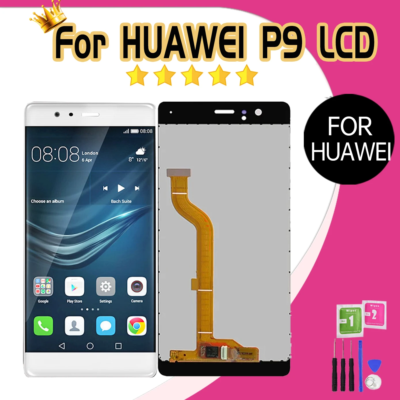 5 2-дюймовый дисплей AAA качества P9 для Huawei EVA-L09 L19 L29 ЖК-экран с дигитайзером