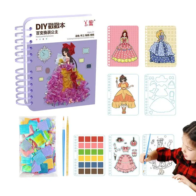 

Детский Карманный альбом, карманный набор акварельных книг для девочек, мультяшная книга для рисования с акварельными наклейками, для творчества