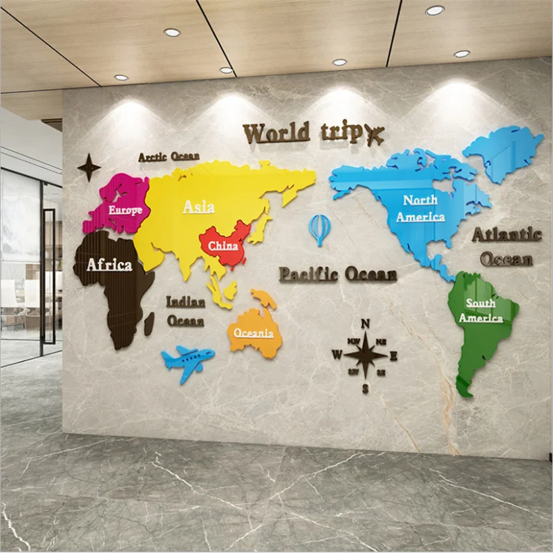 Colorful World Map Wall Sticker 3D Acrylic Mirror Stickers for Living Room Office TV Background Wall Decorative Wallpaper Map
Colorful World Map Wall Sticker 3D Acrylic Mirror Stickers for Living Room Office TV Background Wall Decorative Wallpaper Map