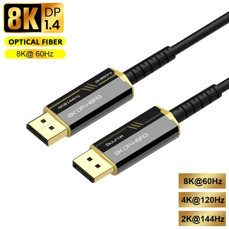 8K Displayport Optical Fiber Cable DP1.4 Video Cables 120Hz 48Gbps HDR For HD TV Box Projector PS5 Ultra High Speed Computer
8K Displayport Optical Fiber Cable DP1.4 Video Cables 120Hz 48Gbps HDR For HD TV Box Projector PS5 Ultra High Speed Computer