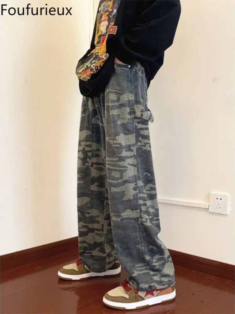 Foufurieux New Men Army Green Camouflage Jeans Pants Spring Autumn High Waist Streetwear Baggy Straight Leg Pants Man Denim Pant
Foufurieux New Men Army Green Camouflage Jeans Pants Spring Autumn High Waist Streetwear Baggy Straight Leg Pants Man Denim Pant