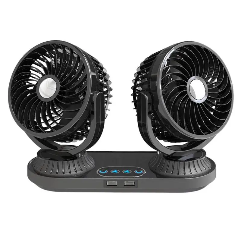 

Dual Head Car Fan 12V/24V Automobile Dashboard Fan USB Car Fan 2 Speeds Rotatable Fan For Auto Vehicles Sedan SUV RV Home Father