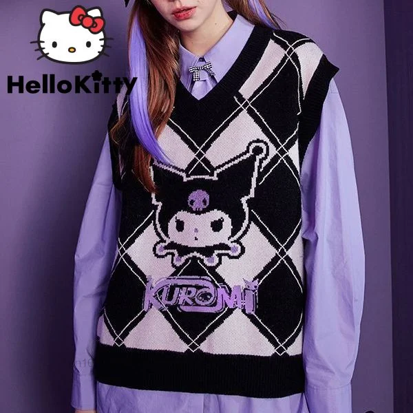 Sanrio Kuromi Knitted Diamond Color Sweater For In Autumn Winter New Fashion Style Loose Fashionable Women Vest Sweatshirts
Sanrio Kuromi Knitted Diamond Color Sweater For In Autumn Winter New Fashion Style Loose Fashionable Women Vest Sweatshirts