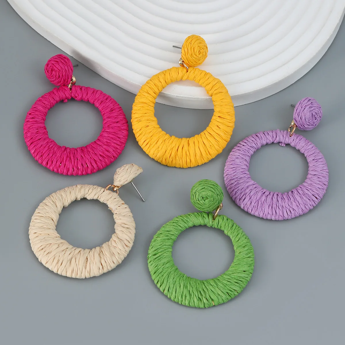 

Bohemian Hand-weave Round Raffia Earrings for Women Exaggerate Big Dangle Earrings 2023 Trend Summer Jewelry Pendientes mujer