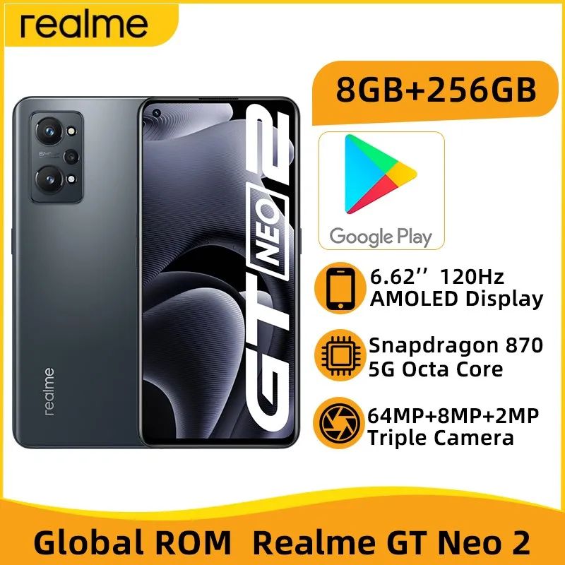 Global ROM Realme GT NEO 2 8GB 256GB Smartphone Snapdragon 870 Octa Core 6.62'' 120Hz E4 AMOLED Display 64MP Triple Camera
Global ROM Realme GT NEO 2 8GB 256GB Smartphone Snapdragon 870 Octa Core 6.62'' 120Hz E4 AMOLED Display 64MP Triple Camera