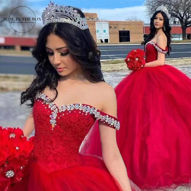 Princess Red Quinceanera Dresses Prom Party Off Shoulder Beaded Crystals Ball Gown Tulle Pageant Gowns Floor Length Custom Made
Princess Red Quinceanera Dresses Prom Party Off Shoulder Beaded Crystals Ball Gown Tulle Pageant Gowns Floor Length Custom Made