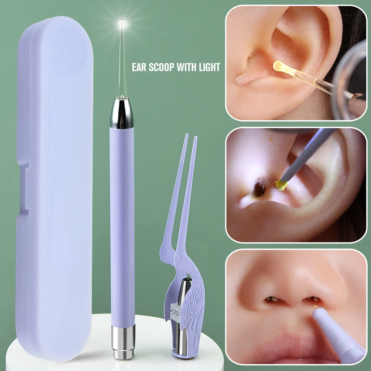 Ear Wax Removal Tool Ear Spoon Cleaning Kit with LED Light Safe Soft Silicone Ear Spoon for Kids and Adults
Ear Wax Removal Tool Ear Spoon Cleaning Kit with LED Light Safe Soft Silicone Ear Spoon for Kids and Adults