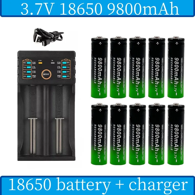 18650 Battery Rechargeable Battery 3.7V 9800mAh Capacity Li-ion Rechargeable Battery For Flashlight Electric Fan Battery+Charger
18650 Battery Rechargeable Battery 3.7V 9800mAh Capacity Li-ion Rechargeable Battery For Flashlight Electric Fan Battery+Charger