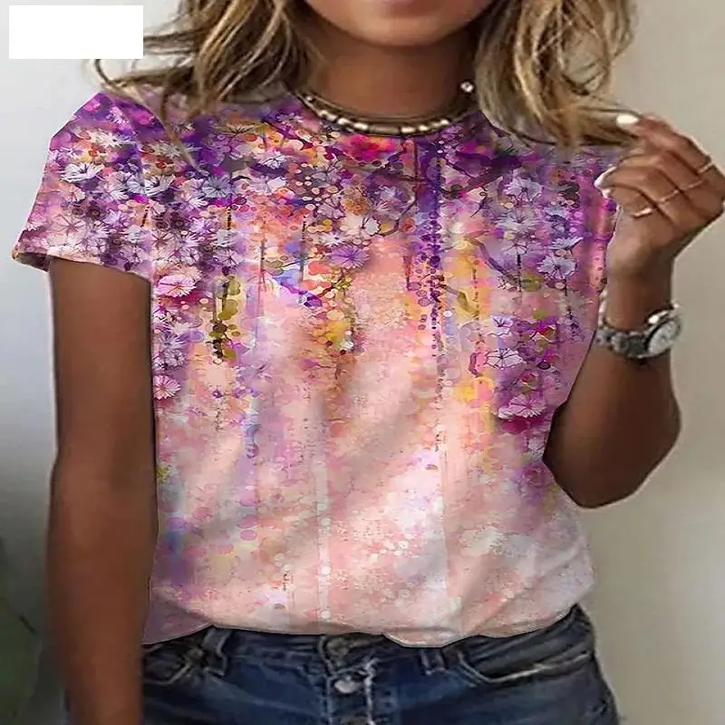 Purple Street Style Women's Cloth O-Neck Top T-Shirt New Shirt Flower Short Sleeve Summer New
Purple Street Style Women's Cloth O-Neck Top T-Shirt New Shirt Flower Short Sleeve Summer New