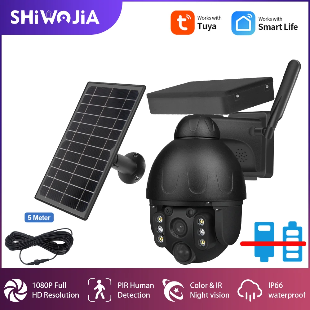 SHIWOJIA Wireless Wifi PTZ Solar Panel Outdoor Security Monitoring IP Camera Battery Powerer, PIR Motion Detection Black Cam
SHIWOJIA Wireless Wifi PTZ Solar Panel Outdoor Security Monitoring IP Camera Battery Powerer, PIR Motion Detection Black Cam