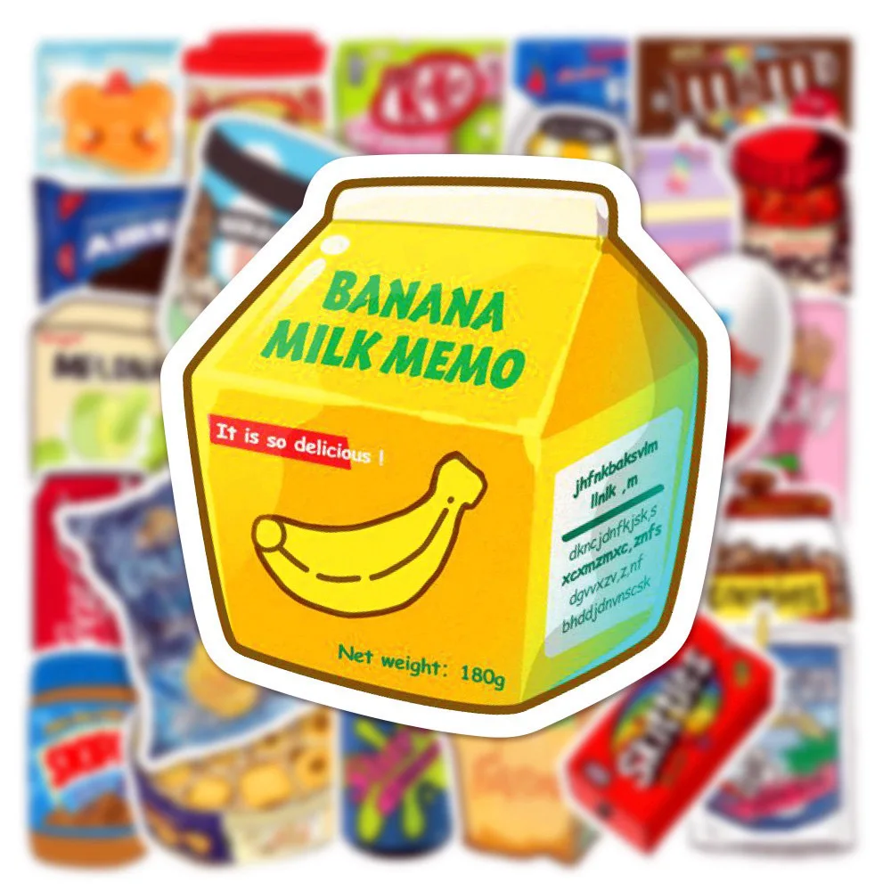 10/30/50PCS Banana Milk Snack Drink Cartoon Stickers DIY Laptop Luggage Skateboard Graffiti Decals Sticker for Toys
10/30/50PCS Banana Milk Snack Drink Cartoon Stickers DIY Laptop Luggage Skateboard Graffiti Decals Sticker for Toys