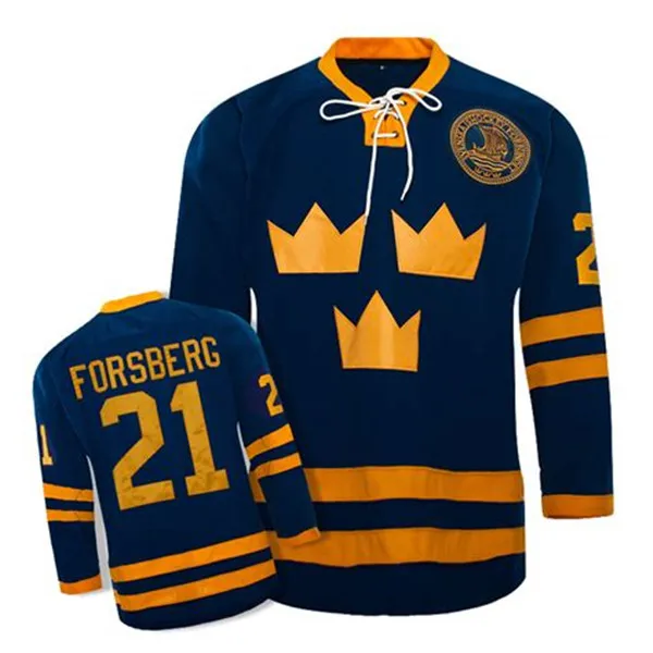 

#21 PETER FORSBERG Sweden Hockey Jersey Embroidery Stitched Customize any number and name Jerseys
