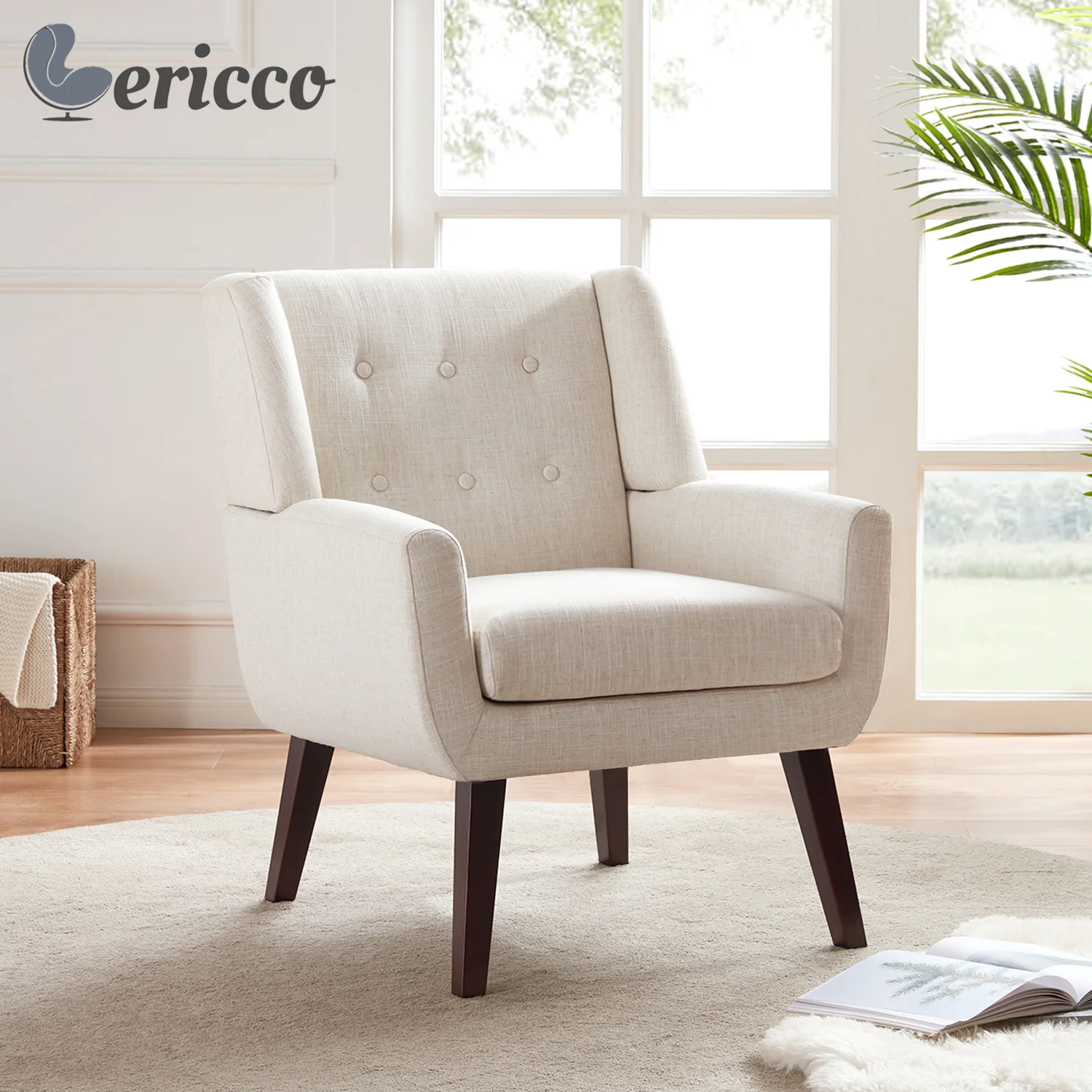 GERICCO Living Room Sofa Single Sofa Accent Chair Button Tufted Upholstered Leisure Arm Chairs Beige Stylish Comfy Linen Fabric
GERICCO Living Room Sofa Single Sofa Accent Chair Button Tufted Upholstered Leisure Arm Chairs Beige Stylish Comfy Linen Fabric