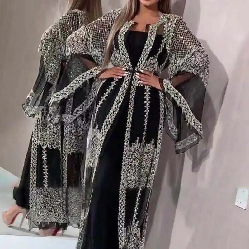 TPJB Ramadan Kaftan Evening Dress Dubai Muslim Luxury Abaya High Class Sequins Embroidery Lace Islam Kimono for Women Black Maxi
TPJB Ramadan Kaftan Evening Dress Dubai Muslim Luxury Abaya High Class Sequins Embroidery Lace Islam Kimono for Women Black Maxi