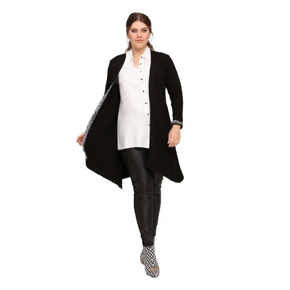 Fierte Women Plus Size Cardigan Lm47030 Long Sleeve Leopard Pattern Detail Autumn Winter Knitwear Casual Cap Black
Fierte Women Plus Size Cardigan Lm47030 Long Sleeve Leopard Pattern Detail Autumn Winter Knitwear Casual Cap Black