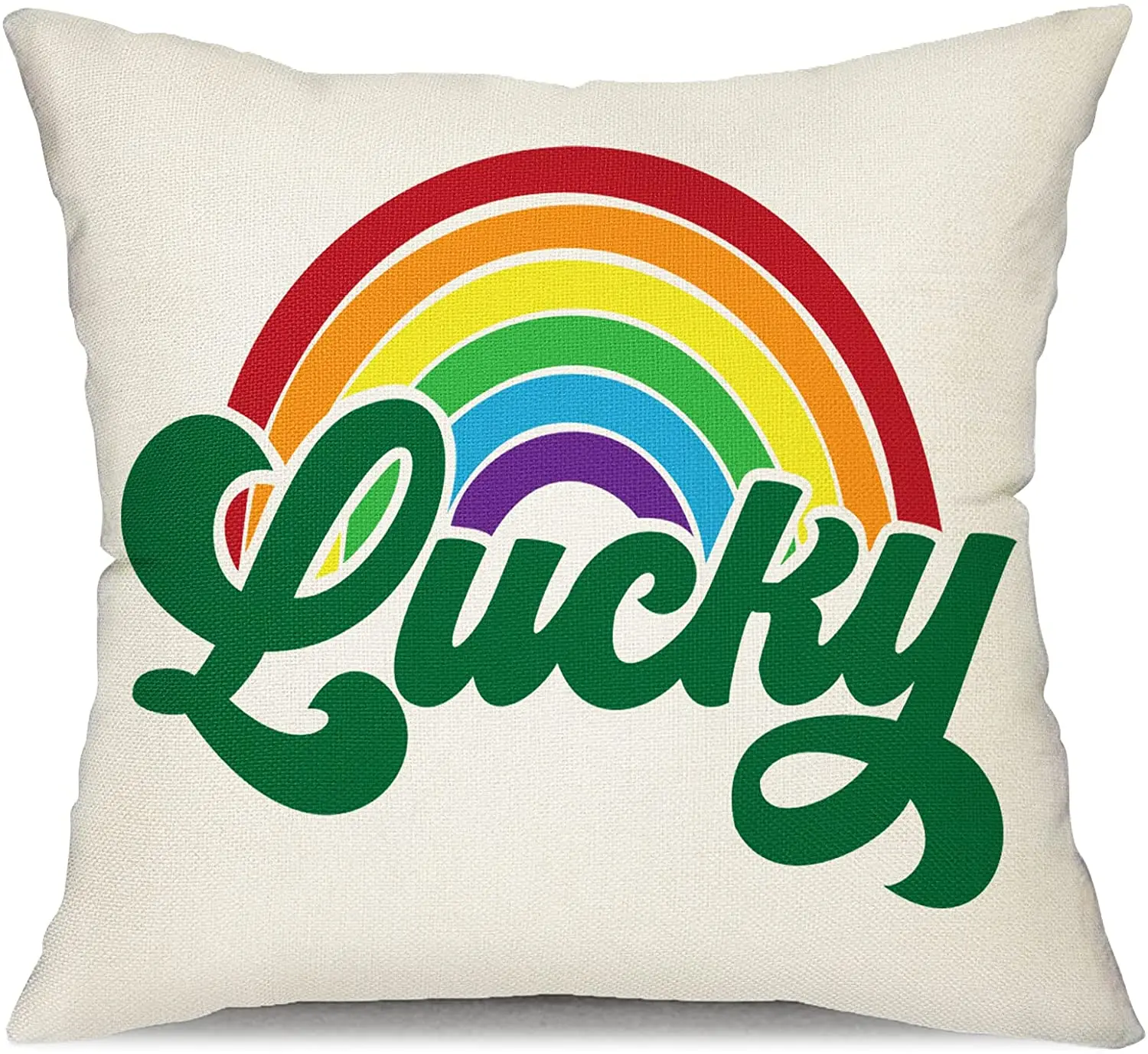 

St Patricks Day Pillow Covers Rainbow Lucky Clover Shamrock Lumbar Pillow Cover Decorations Farmhouse Outdoor for Home Decor