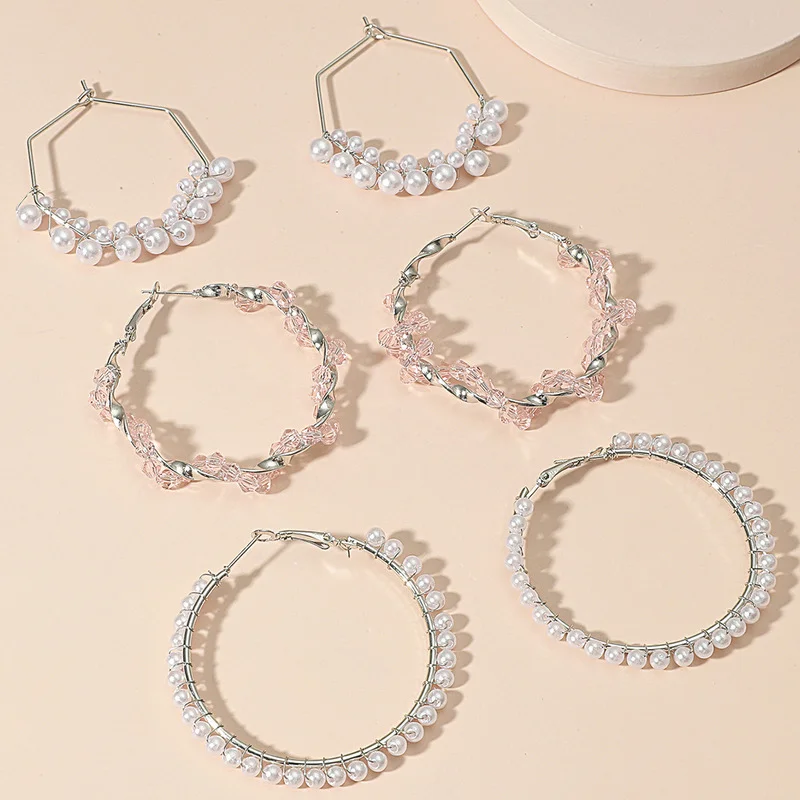 ALLNEWME Hyperbole 6 Pieces/Set Simulated Pearl Beaded Earring for Women Geometric C Shape Big Hoop Earrings Set Pendientes
ALLNEWME Hyperbole 6 Pieces/Set Simulated Pearl Beaded Earring for Women Geometric C Shape Big Hoop Earrings Set Pendientes