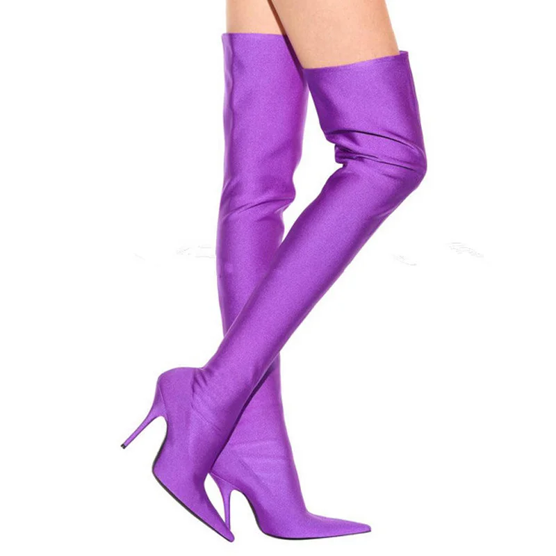 2022 Dance Fashion Show Shoes Women Stretch Thigh High Boots Pointed Toe High Heels Slip On Satin Over The Knee Boots
2022 Dance Fashion Show Shoes Women Stretch Thigh High Boots Pointed Toe High Heels Slip On Satin Over The Knee Boots