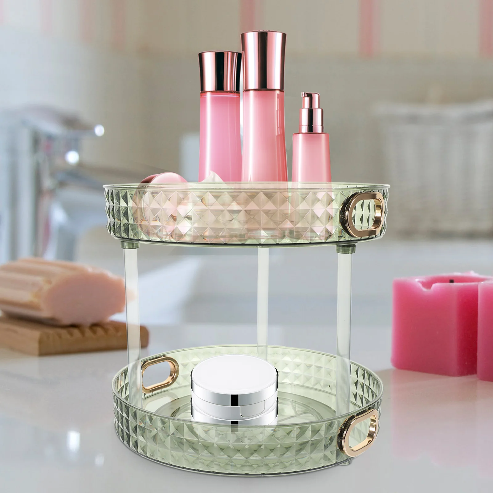 Dresser Makeup Organizer Small Rotating Tray Storage Organizers Vanity Cosmetics
Dresser Makeup Organizer Small Rotating Tray Storage Organizers Vanity Cosmetics