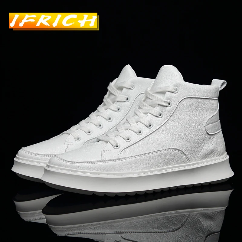 Spring And Autumn Casual Shoes For Men Black White Walking Shoes Mens High Top Leather Men Shoes Hard-Wearing Casual Sneakers
Spring And Autumn Casual Shoes For Men Black White Walking Shoes Mens High Top Leather Men Shoes Hard-Wearing Casual Sneakers