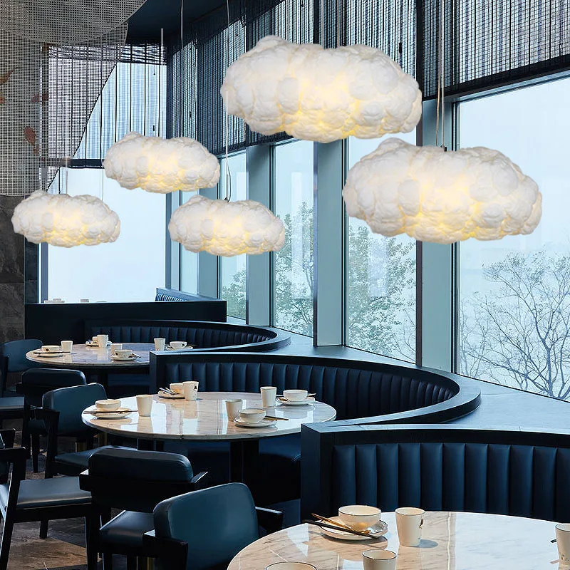 

Led Art Chandelier Pendant Lamp Light Modern Silk Cotton Cloud Lighting Restaurant Cafe Bar Home Decor Kids Room Hang Fixtures