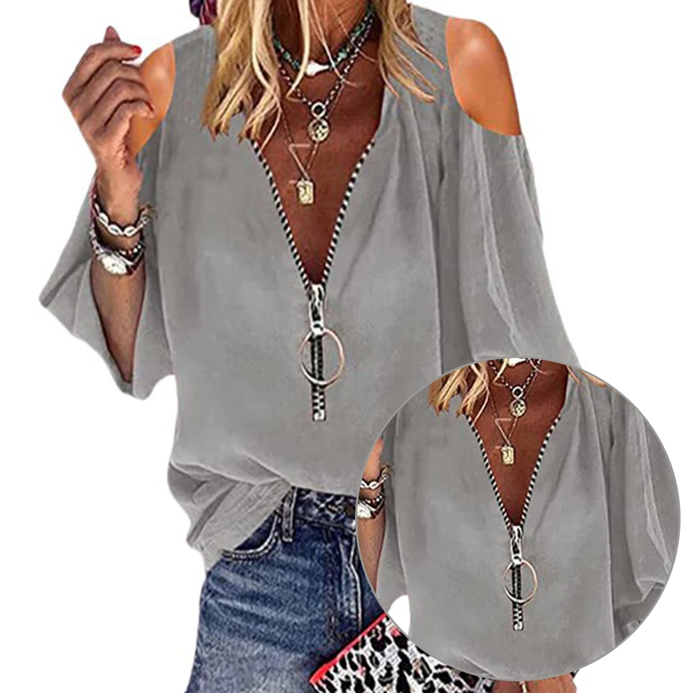 Office Elegant Lantern Sleeve Fashion Solid Zipper Casual Spring Summer Daily Loose Off Shoulder Sexy Women Blouse V Neck Tops
Office Elegant Lantern Sleeve Fashion Solid Zipper Casual Spring Summer Daily Loose Off Shoulder Sexy Women Blouse V Neck Tops