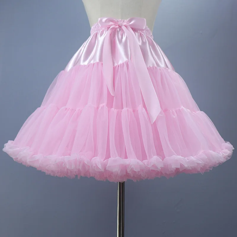 

Women Lolita Cosplay Petticoat A-Line Puffy Tutu Skirt Layered Tulle Ballet Dance Pettiskirts Big Bowknot Underskirt Crinoline