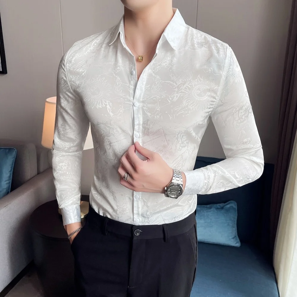 Luxury Jacquard Shirt 2022 Spring New High Quality Men Wedding Shirt Prom Tuxedo Hemise Homme Long Sleeve Slim Fit Shirt Male
Luxury Jacquard Shirt 2022 Spring New High Quality Men Wedding Shirt Prom Tuxedo Hemise Homme Long Sleeve Slim Fit Shirt Male