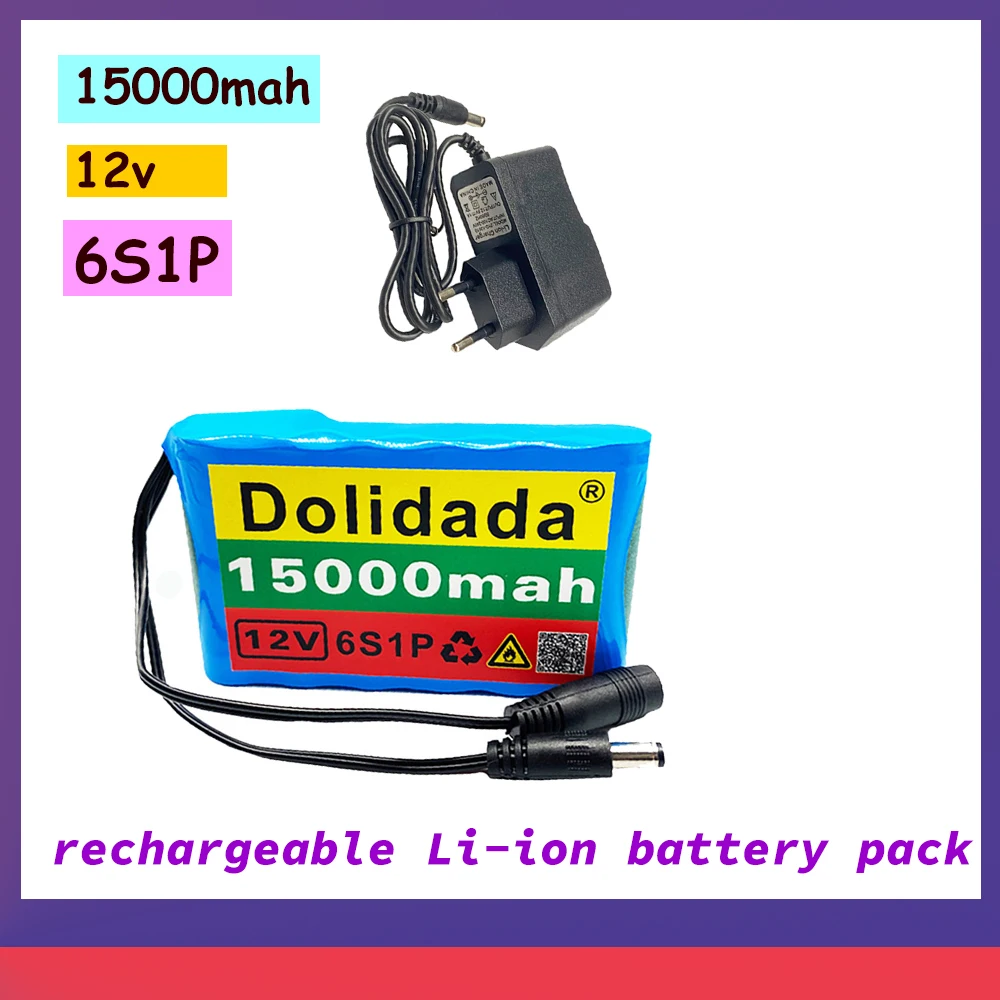6S1P 12v Battery Pack 15000mah (15ah) Capacity Rechargeable Lithium-ion Battery for CCTV Camera Monitor with DC 12.6v 1A Charger
6S1P 12v Battery Pack 15000mah (15ah) Capacity Rechargeable Lithium-ion Battery for CCTV Camera Monitor with DC 12.6v 1A Charger