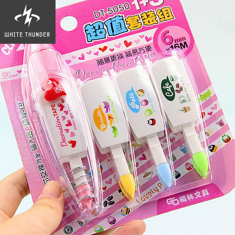 

4pcs Correction Tapes Refill Set Lovely Decoration Click Corrective Tape Stationery Office Correcting School Supplies F578