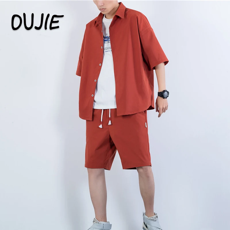2023 Summer Casual Men Tracksuit 2 Pieces Set Fashion Loose Solid Short Sleeve Shirts Drawstring Shorts Set Male Clothing Outfit
2023 Summer Casual Men Tracksuit 2 Pieces Set Fashion Loose Solid Short Sleeve Shirts Drawstring Shorts Set Male Clothing Outfit