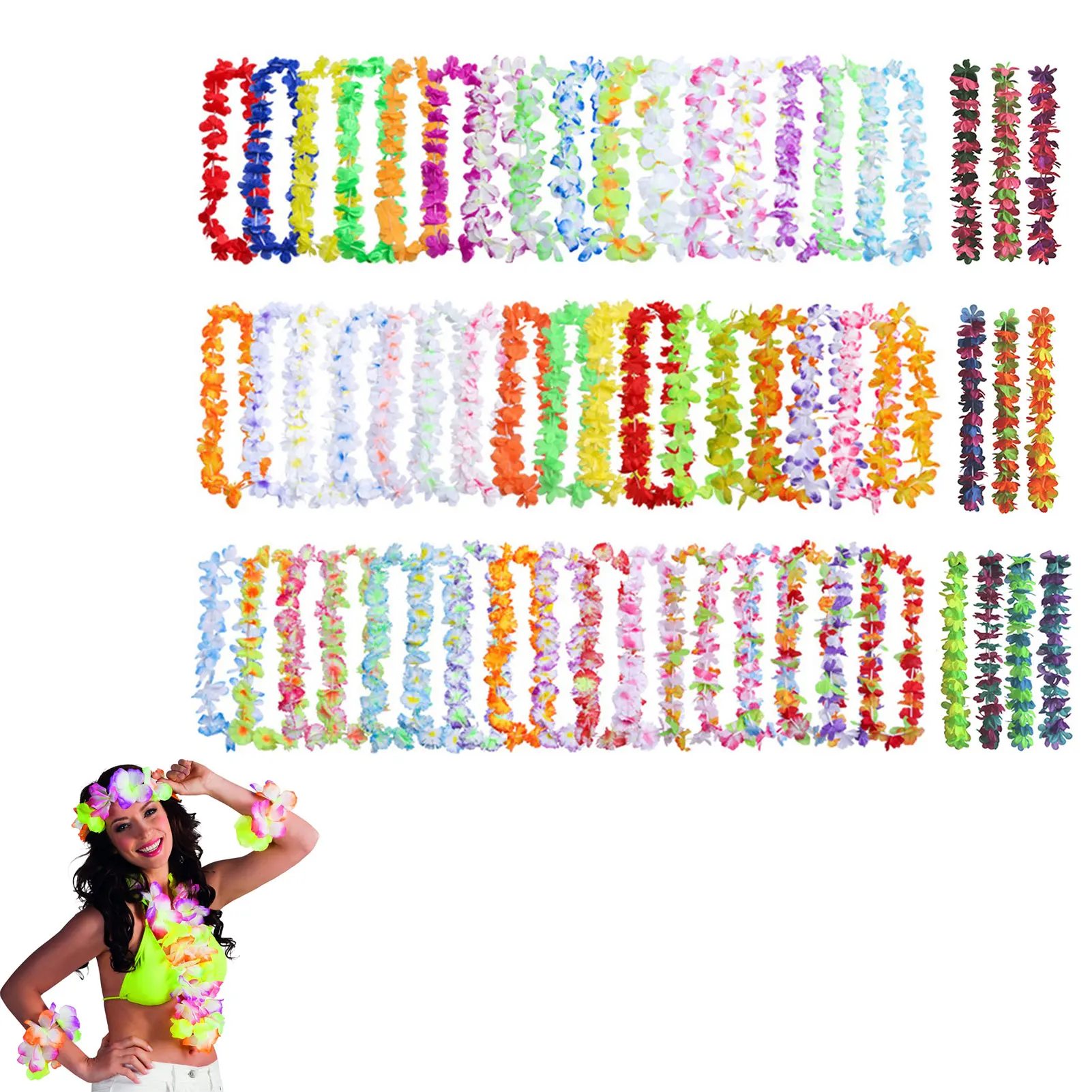 50/60 шт. Гавайский ожерелье леи Тропический гавайский цветок гирлянды Искусственные венки для праздника свадьбы пляжа 
50/60 шт. Гавайский ожерелье леи Тропический гавайский цветок гирлянды Искусственные венки для праздника свадьбы пляжа