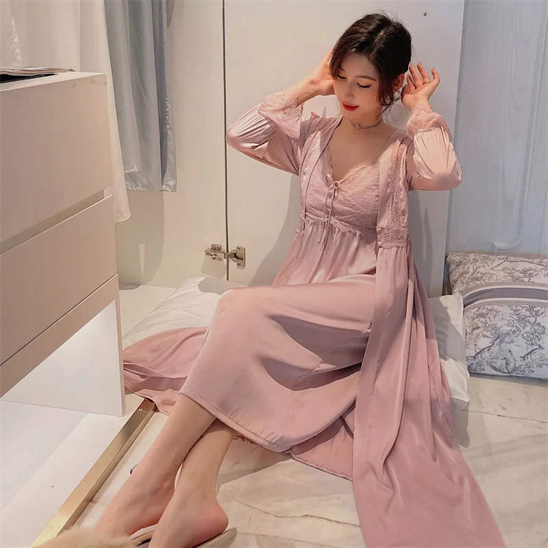 2022 Spring New Sleepwear Kimono Bathrobe Gown Satin Silk Women Lounge Wear Lingerie Casual Nightwear Sexy Nightgown Homewear
2022 Spring New Sleepwear Kimono Bathrobe Gown Satin Silk Women Lounge Wear Lingerie Casual Nightwear Sexy Nightgown Homewear