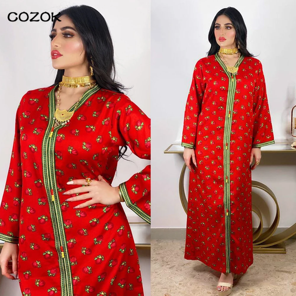 Eid Mubarak Ramadan Islamic Long Dress Ethnic Flower Printed Muslim Women Abaya Casual V-neck Long Sleeve Kaftan Arab New
Eid Mubarak Ramadan Islamic Long Dress Ethnic Flower Printed Muslim Women Abaya Casual V-neck Long Sleeve Kaftan Arab New