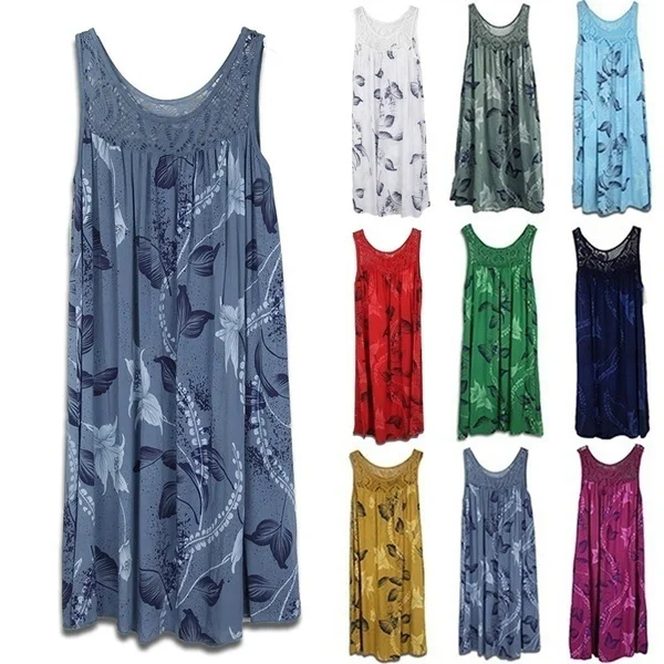 Plus Size Women Summer New Fashion Lace Stitching Print Sleeveless Suspender Big Skirt Comfortable Casual Loose Elegant Dress
Plus Size Women Summer New Fashion Lace Stitching Print Sleeveless Suspender Big Skirt Comfortable Casual Loose Elegant Dress
