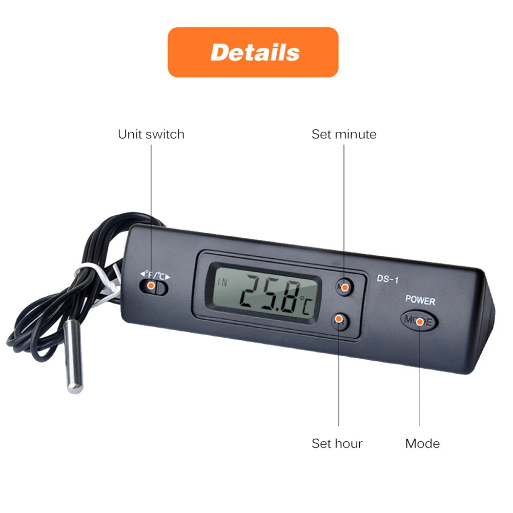 Electronic Thermometer Car Multi-Function Time Temperature Display With Probe Car Accessories High Quality Thermometer
Electronic Thermometer Car Multi-Function Time Temperature Display With Probe Car Accessories High Quality Thermometer