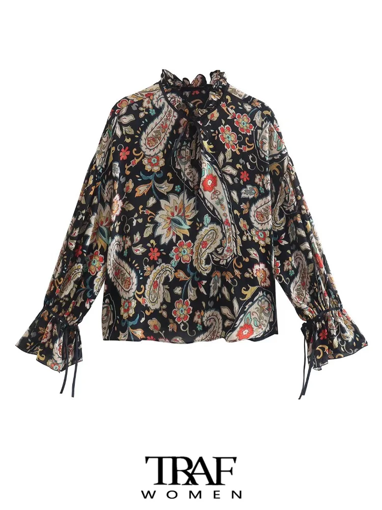 Женская винтажная блузка с бантом, длинным рукавом и оборками
Женская винтажная блузка с бантом, длинным рукавом и оборками