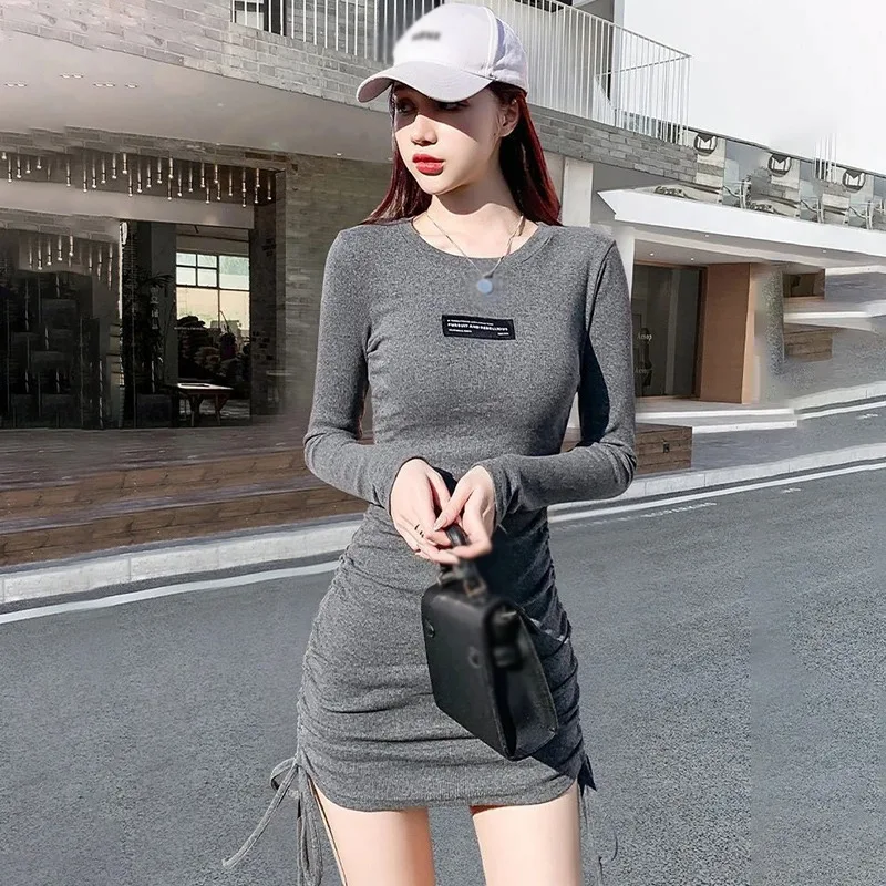 Dress Solid Color Long-Sleeved Fashion Drawstring Design Simple Korean Style
Dress Solid Color Long-Sleeved Fashion Drawstring Design Simple Korean Style