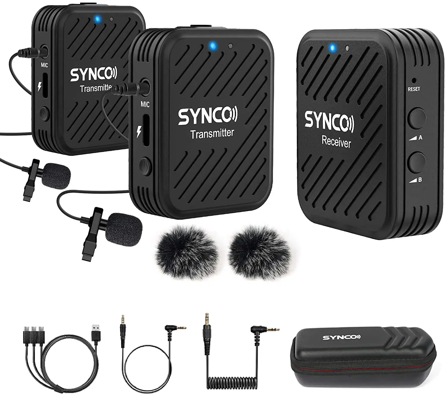 SYNCO-G1(A2)-Wireless Lavalier Microphone System 2.4GHz Lapel Mic Dual Transmitters &1Receiver fr DSLR Mirrorless Camera Phone
SYNCO-G1(A2)-Wireless Lavalier Microphone System 2.4GHz Lapel Mic Dual Transmitters &1Receiver fr DSLR Mirrorless Camera Phone