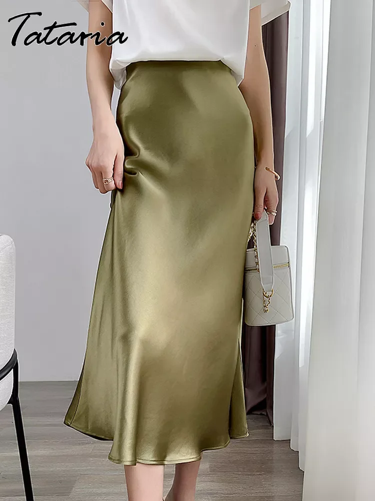 Satin Silk Skirts for Women 2022 Summer Korean Fashion Balck Midi A-line Long Beautiful Gril Skirt Blue High Waist Female Skirts
Satin Silk Skirts for Women 2022 Summer Korean Fashion Balck Midi A-line Long Beautiful Gril Skirt Blue High Waist Female Skirts