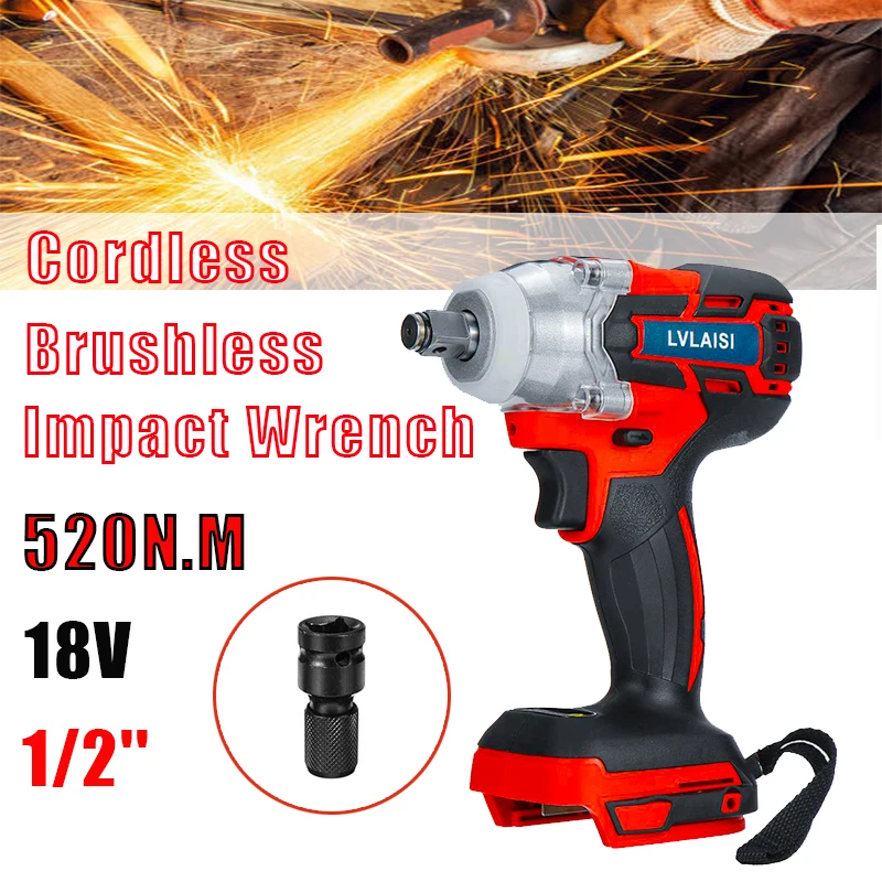 4000RPM 520N.M Brushless Electric Cordless 1/2" Square Drive Impact Wrench Lithium Battery Wrench Adapt For 18V Makita Battery
4000RPM 520N.M Brushless Electric Cordless 1/2" Square Drive Impact Wrench Lithium Battery Wrench Adapt For 18V Makita Battery