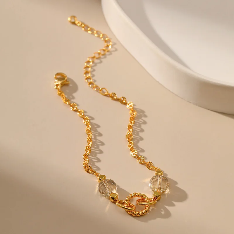 18k Gold Plated Metal Circle Chain Bracelet For Women Transparent White Crystal Fashion Bracelets Summer Jewelry Accessories 
18k Gold Plated Metal Circle Chain Bracelet For Women Transparent White Crystal Fashion Bracelets Summer Jewelry Accessories