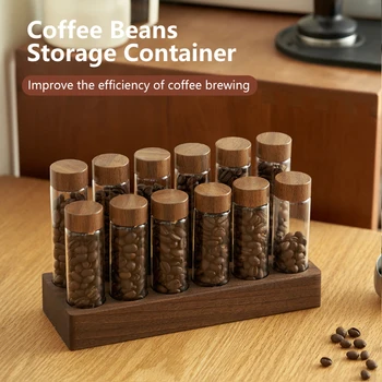 Coffee Beans Storage Container Tube Display Rack Tea Bottle Glass Single Dose Espresso Accessory Coffeware Set Barista Tool Gift